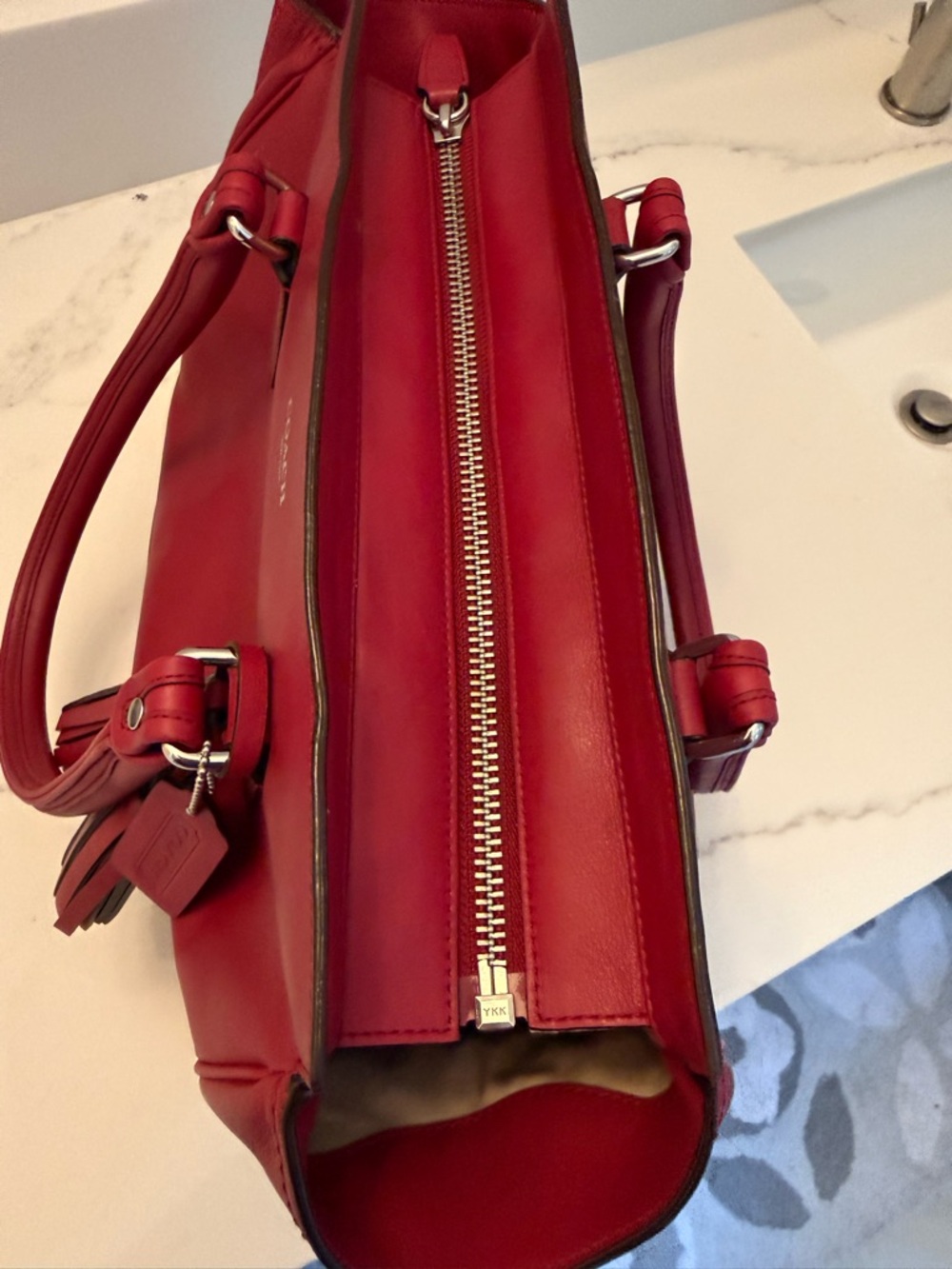 Coach 19890 dark red leather legacy medium, Candace tote shoulder bag - Picture 14 of 16